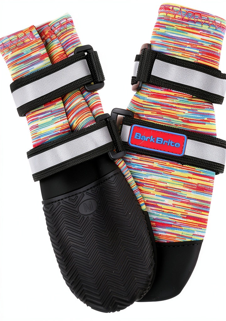 CeeSquared Dog Booties showing neoprene material and rubber sole on a dog's paw