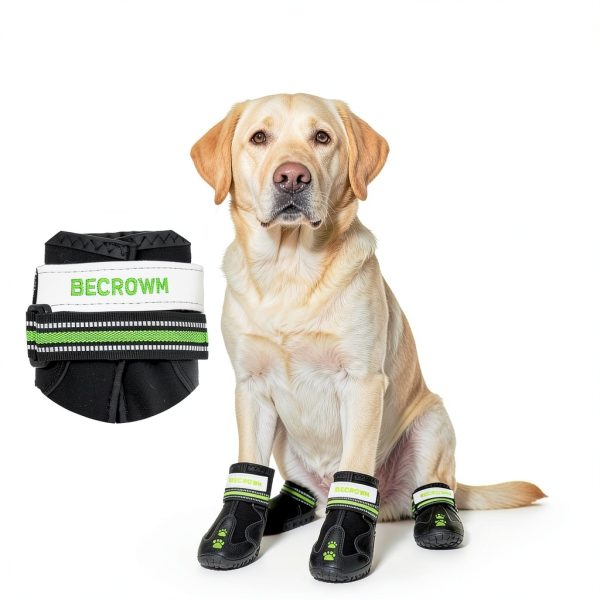 BECROWM Waterproof Dog Boots Winter Paw Protection Pink-4
