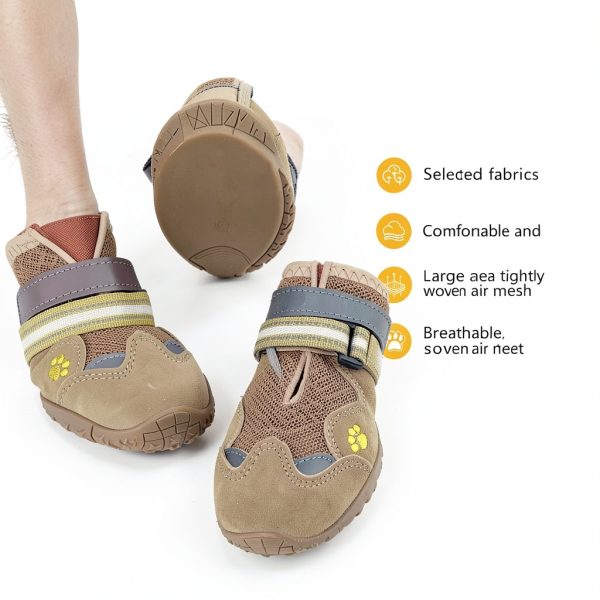 FISHOAKY Dog Boots Breathable Mesh Anti Slip Reflective-1
