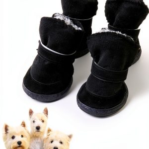 GabeFish Dog Boots Anti Slip Fleece Lined Pet Shoes-0