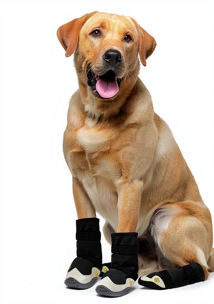 MUSIMC dog boots in various colors and sizes displayed on a grassy surface