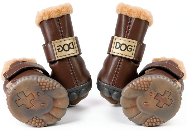WINSOON Dog Boots Fleece Lined Anti Slip Paw Protectors-4