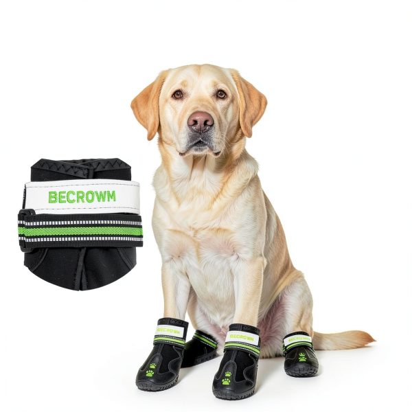 BECROWM Waterproof Dog Boots Winter Paw Protection Pink-4