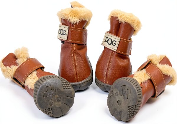 WINSOON Dog Boots Fleece Lined Anti Slip Paw Protectors-4