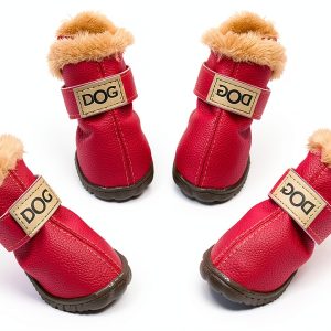 WINSOON Dog Boots Fleece Lined Anti Slip Paw Protectors-0