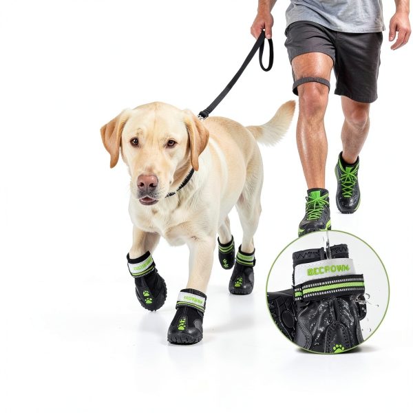 BECROWM Waterproof Dog Boots Winter Paw Protection Shoes-1