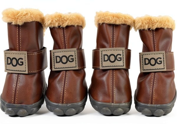 WINSOON Dog Boots Fleece Lined Anti Slip Paw Protectors-1