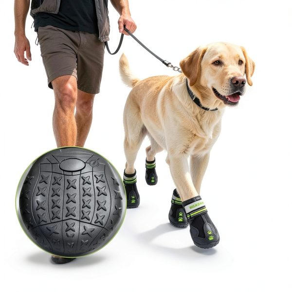 BECROWM Waterproof Dog Boots Winter Paw Protection Pink-2