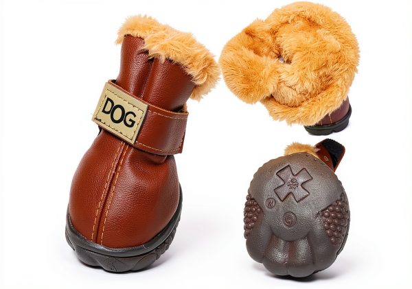 WINSOON Dog Boots Fleece Lined Anti Slip Paw Protectors-3