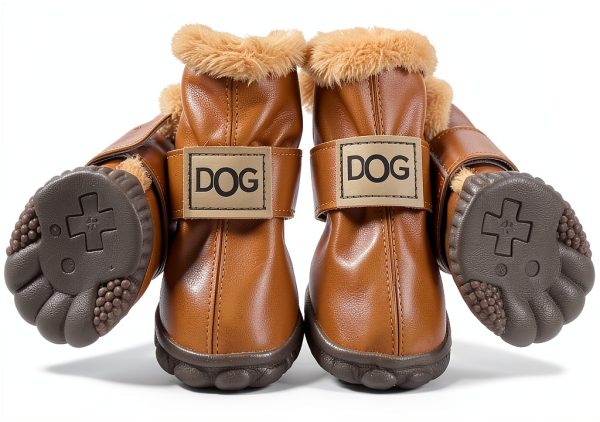 WINSOON Dog Boots Fleece Lined Anti Slip Paw Protectors-0