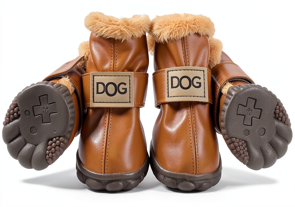 Installing WINSOON Dog Boots Fleece Lined Anti Slip Paw Protectors on a wooden floor