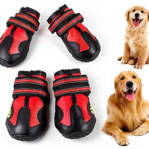 CovertSafe Dog Boots Adjustable Reflective Pet Shoes Black-0