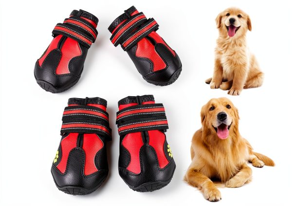 CovertSafe Dog Boots Adjustable Reflective Pet Shoes Black-0