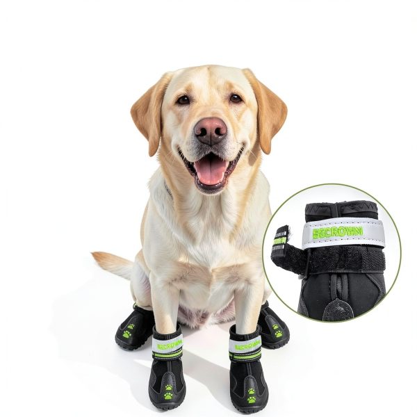 BECROWM Waterproof Dog Boots Winter Paw Protection Non-Slip-3