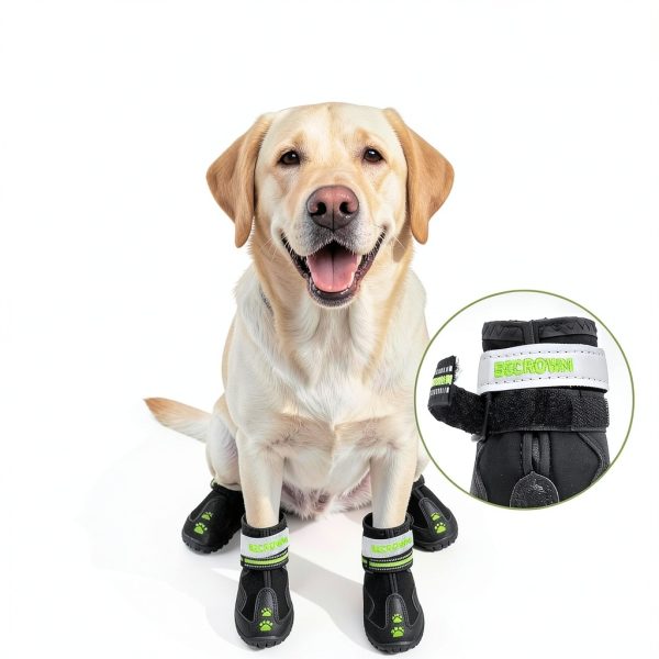BECROWM Waterproof Dog Boots Winter Paw Protection Shoes-3