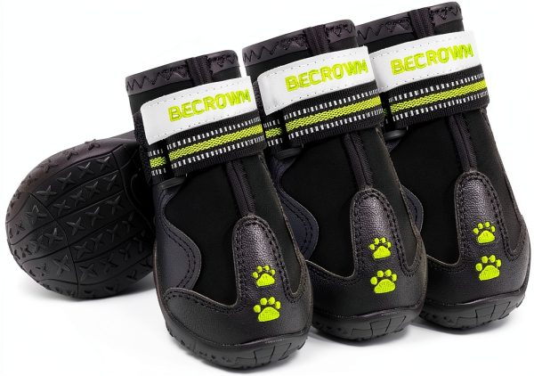 BECROWM Waterproof Dog Boots Winter Paw Protection Non-Slip-0