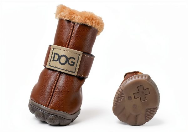 WINSOON Dog Boots Fleece Lined Anti Slip Paw Protectors-3