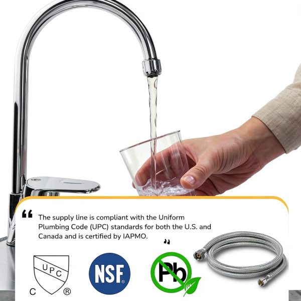 KAINGA 60 Inch Stainless Steel Faucet Supply Line 3/8 Comp x 1/2 FIP 2-4
