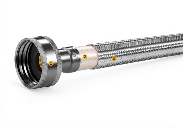 KAINGA Faucet Supply Line 48inch Stainless Steel Compression 3/8x1/2-2