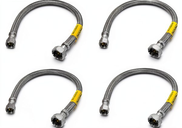PROCURU 16 Inch Faucet Supply Line 316 Braided Steel Pack of 4-0