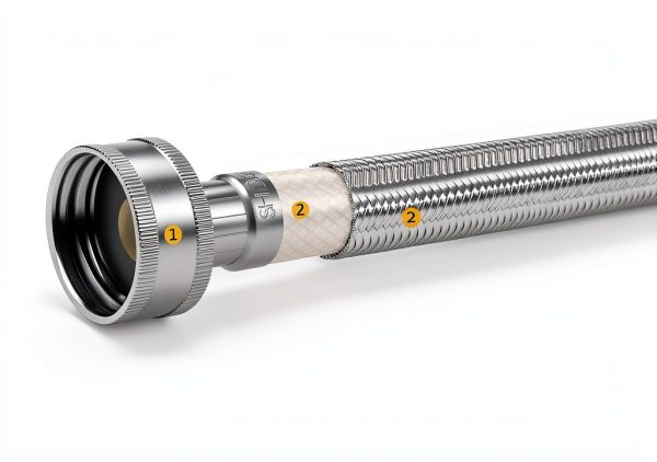 KAINGA 60 Inch Stainless Steel Faucet Supply Line 3/8 Comp x 1/2 FIP 2-2