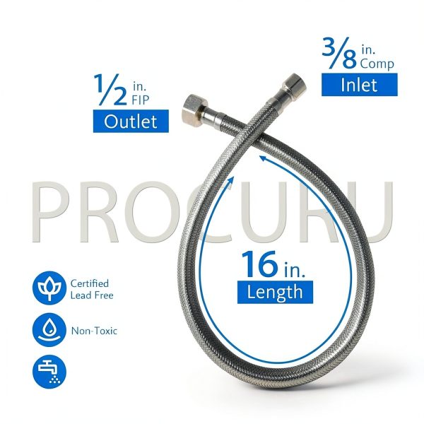PROCURU 16 Inch Faucet Supply Line 316 Braided Steel Pack of 4-1