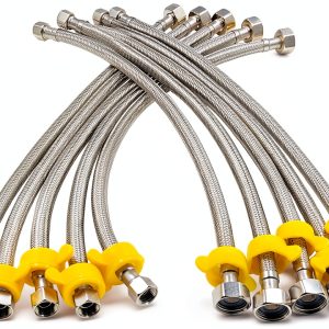 SMZTools 16" Faucet Hose Connector with Built‑In Wrench Silver-0