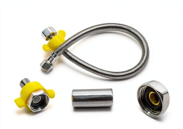 SMZTools 16" Faucet Hose Connector with Built‑In Wrench Silver-4