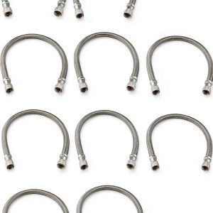 EZ-FLUID Steel Braided Faucet Hose 12" 3/8" Compression-0