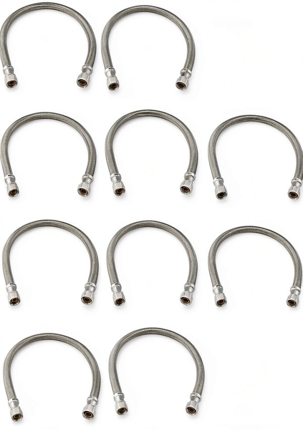 EZ-FLUID Steel Braided Faucet Hose 12" 3/8" Compression-0