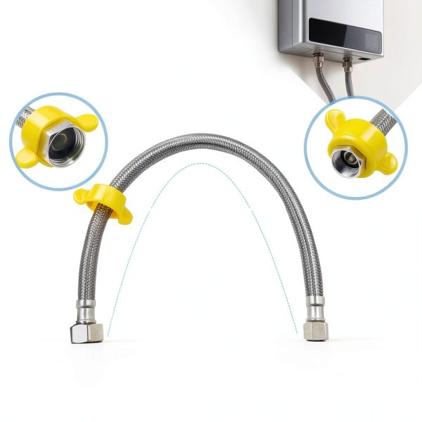SMZTools 16" Faucet Hose Connector with Built‑In Wrench Silver-2
