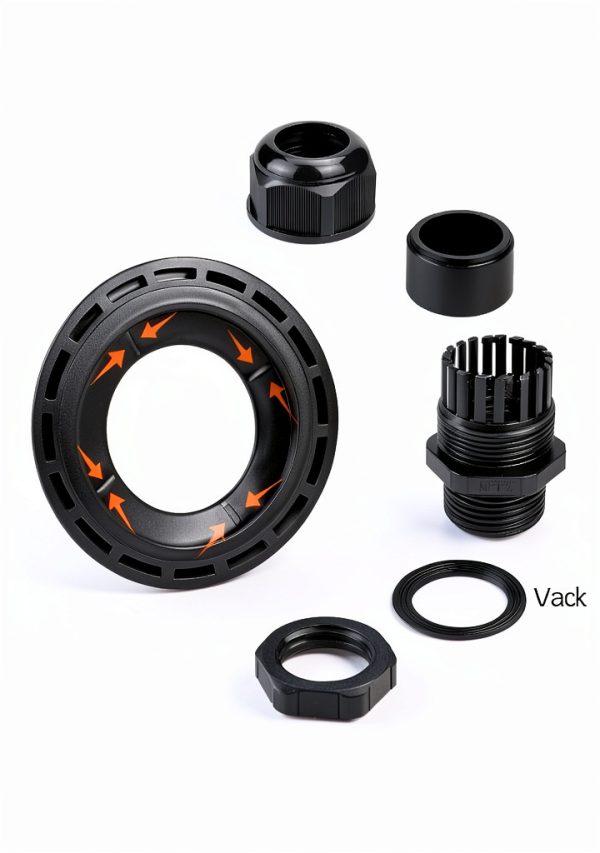 LeMotech 5 Pack NPT 1/2" Cable Glands Waterproof Adjustable 6-12mm Cable Connectors Black Nylon Joints with Gaskets-3