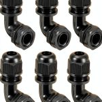 LeMotech M12 Cable Gland 90° Adjustable Nylon Strain Relief 6pcs Black-0