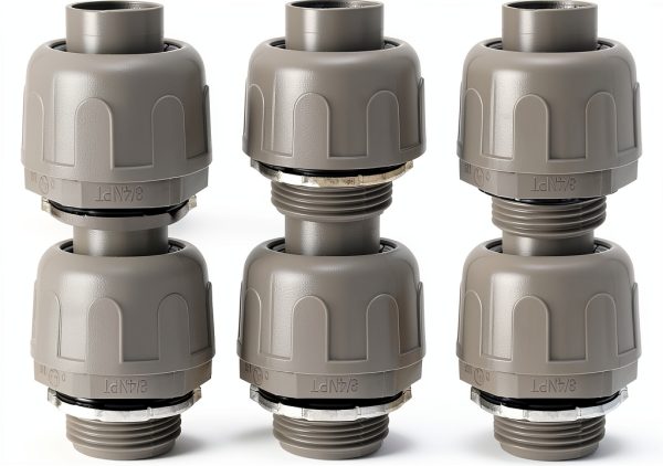 6Pcs 3/4 Inch NPT Liquid Tight Connector Nonmetallic Straight Electrical Conduit Connector Fitting, UL Listed PVC Flexible Conduit Fittings-6
