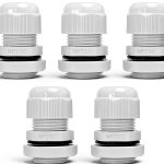 1/2" NPT Cable Glands - IP68 Waterproof, Adjustable Locknut for 6-12mm Cables, Nylon PA66 (5-Pack, White) - Ideal for Junction Boxes, Outdoor & Industrial Cable Management-0