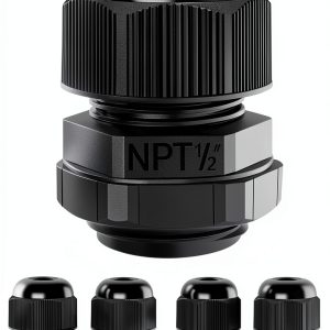 LeMotech 5 Pack NPT 1/2" Cable Glands Waterproof Adjustable 6-12mm Cable Connectors Black Nylon Joints with Gaskets-0