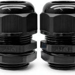 2 Pcs 1" NPT Nylon Cable Glands, Black Strain Relief Cable Cord Connector IP68 Waterproof Junction Box Wire Protectors Adjustable for 18-25mm Cable Diameter-0