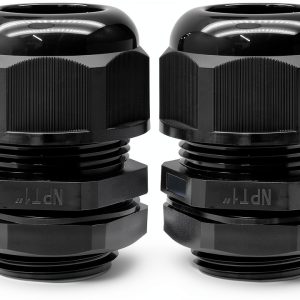2 Pcs 1" NPT Nylon Cable Glands, Black Strain Relief Cable Cord Connector IP68 Waterproof Junction Box Wire Protectors Adjustable for 18-25mm Cable Diameter-0