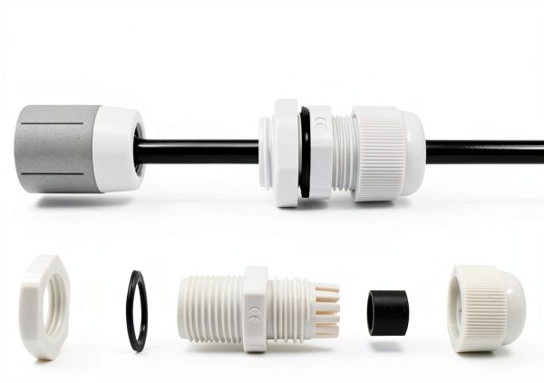 1/2" NPT Cable Glands - IP68 Waterproof, Adjustable Locknut for 6-12mm Cables, Nylon PA66 (5-Pack, White) - Ideal for Junction Boxes, Outdoor & Industrial Cable Management-1
