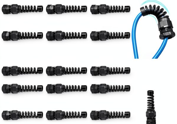 Waterproof Cable Gland Aandxmok PG7 20 Pcs Nylon PA66 Black-0