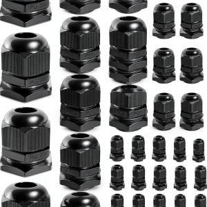 Joinfworld 72pcs Cable Glands Kit Waterproof Strain Relief Cord Connector Grip Weatherproof Cable Pass Through PG7 1/4" 1/2" 3/4" 1" NPT Wire Grommet-0