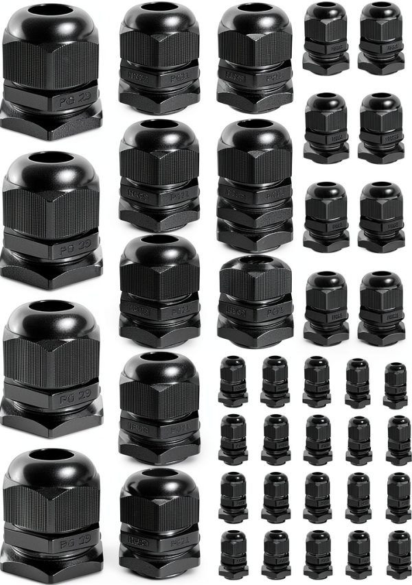 Joinfworld 72pcs Cable Glands Kit Waterproof Strain Relief Cord Connector Grip Weatherproof Cable Pass Through PG7 1/4" 1/2" 3/4" 1" NPT Wire Grommet-0